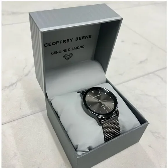 New In Box Geoffrey Beene Gunmetal Mens Watch - Picture 3 of 9